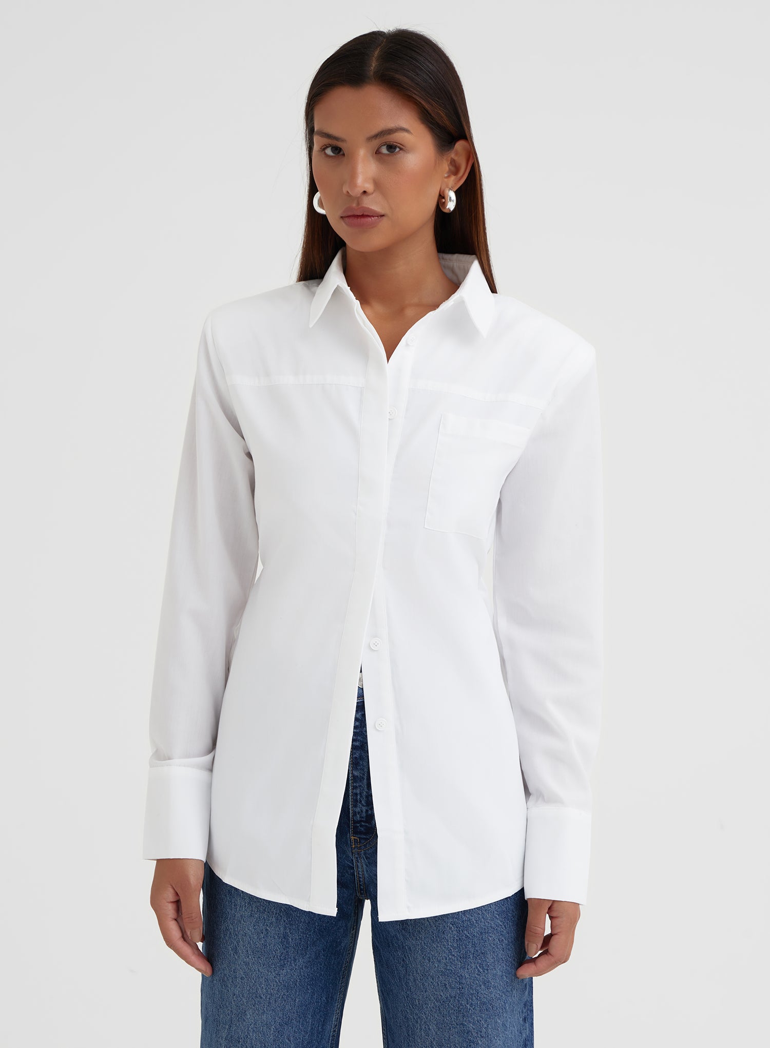 White Open Tie Back Shirt